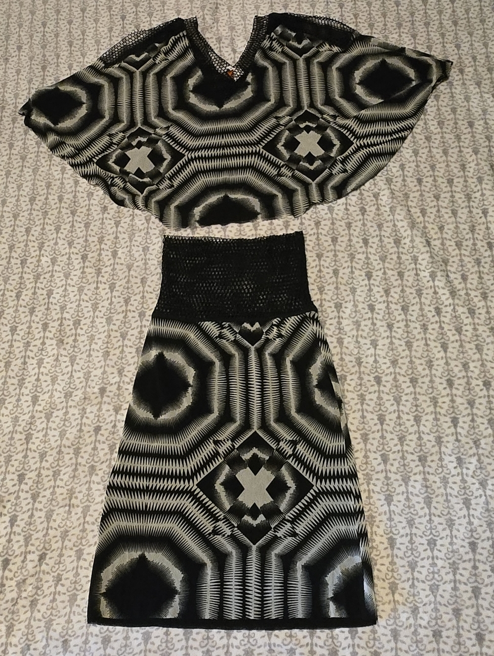 Jean Paul Gaultier Women’s Black & White Geometric Midi Skirt
